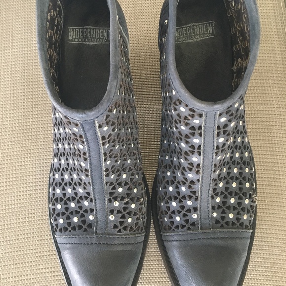 Independent Boot Company Leather Burke Cutout Studded Ankle Boots 10.5 - Picture 5 of 12